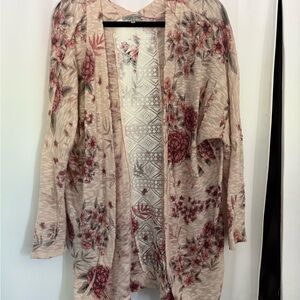 Charlotte Russe Floral Knit Open-Front Sweater